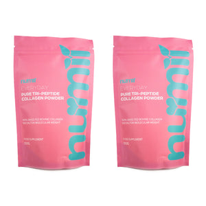 Set of Two-Nu-Mii EveryDay Pure Tri-Peptide Collagen Powder with 500 Dalton Molecular Weight - 100% Grass Fed Bovine Collagen - 100gm
