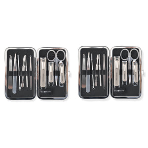 2 Pack Bliss - Beyond Set of 10 embossed manicure set - Brown and Blue