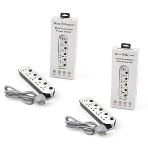 Pack of Two-Multi-Functional 4-Outlet - 3-USB Power Strip