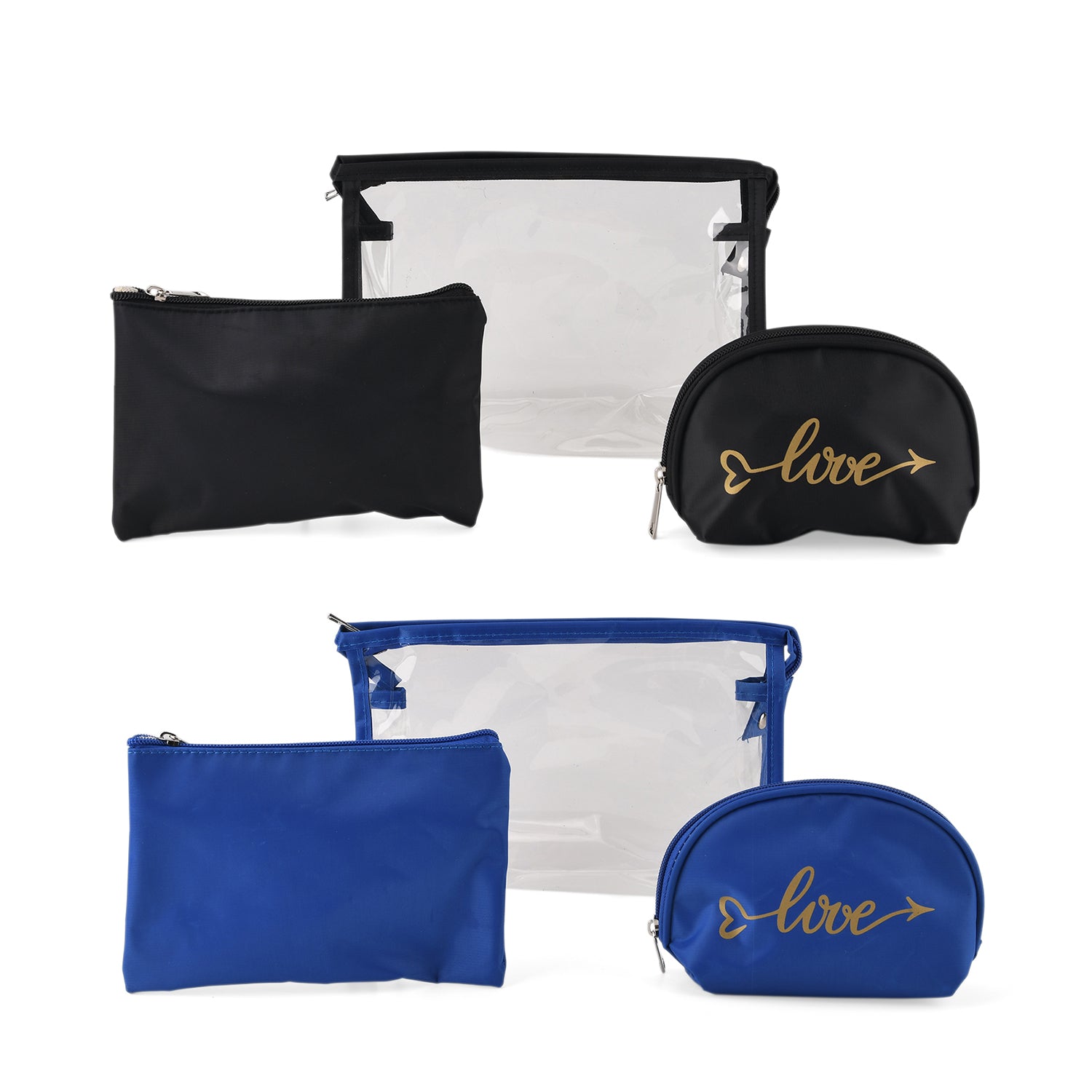 Set of 2 Styled By Set of 3 Cosmetic Bag - Black and Royal Blue