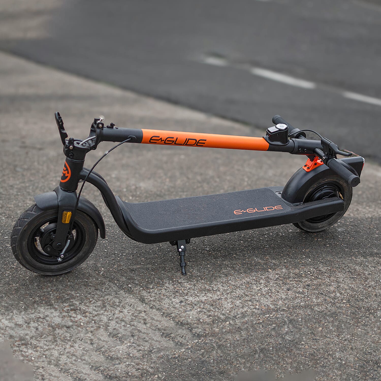 E Glide Foldable Electric Scooter (18 Miles on Single Charge) - Orange & Black