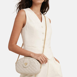 Valentino Orlandi Women’s Quilted Black Crossbody Bag with Gold Chain