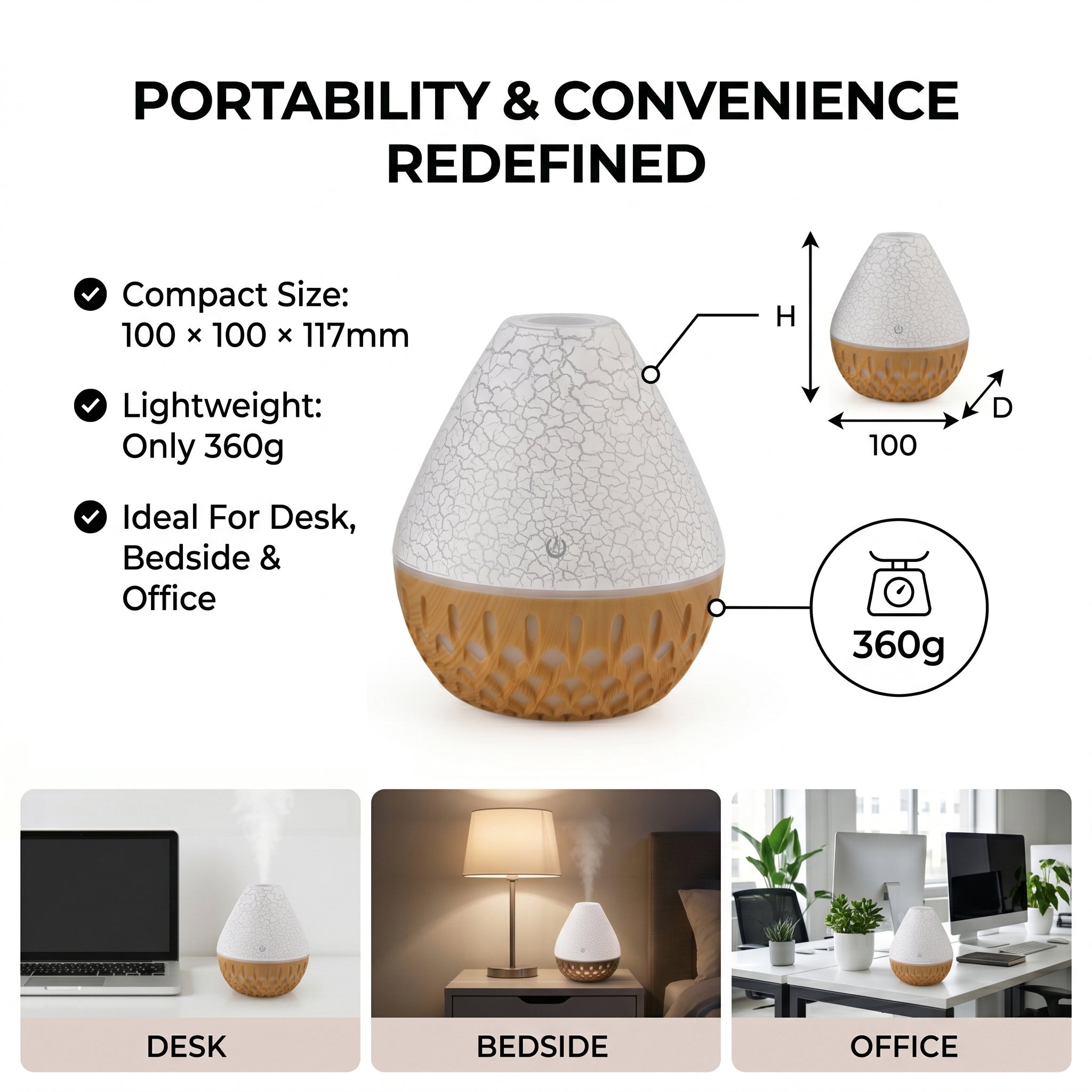 Ultrasonic Humidifier and 7 Essential Oils - Peppermint