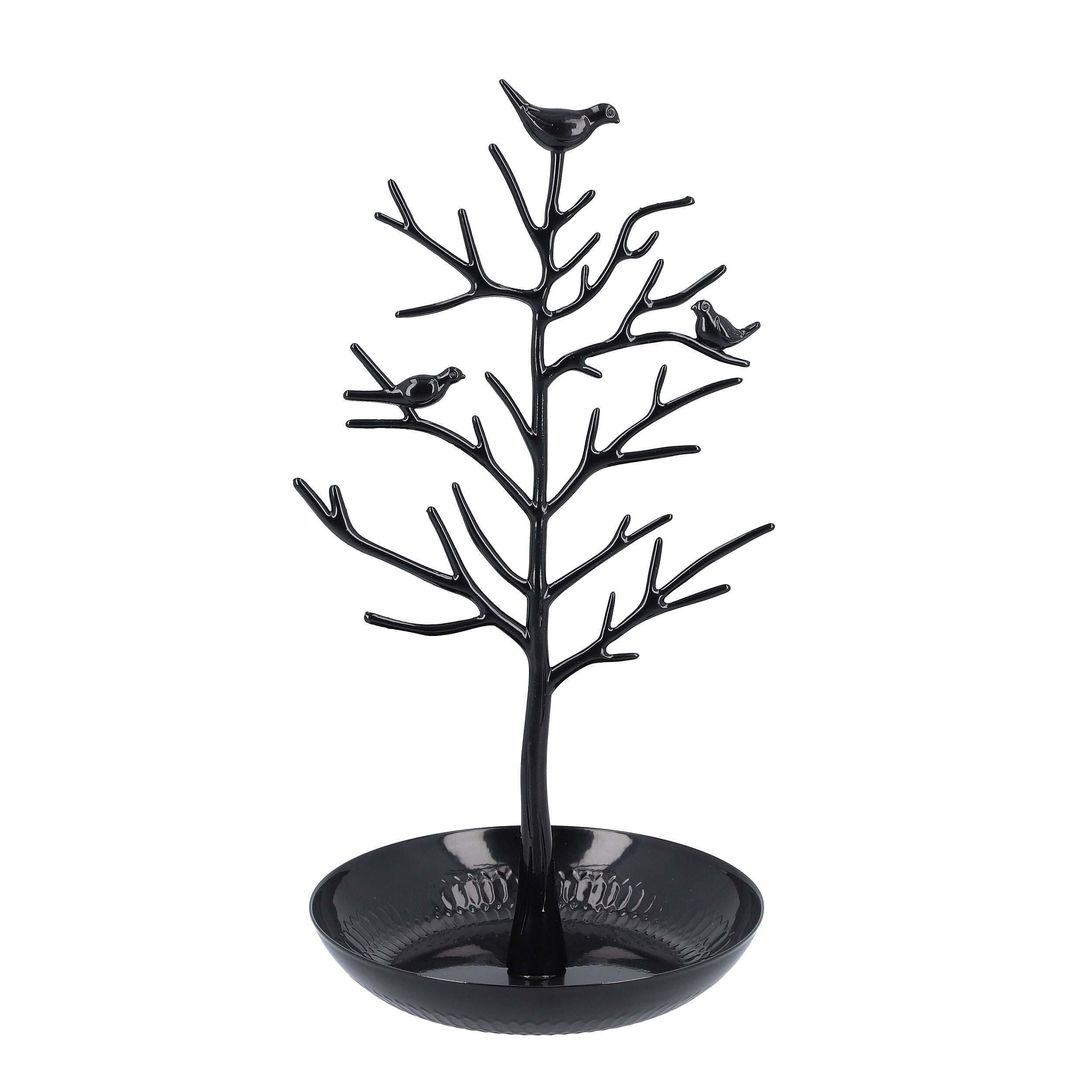 Antique Birds on Tree Stand Jewellery Holder Display in Black