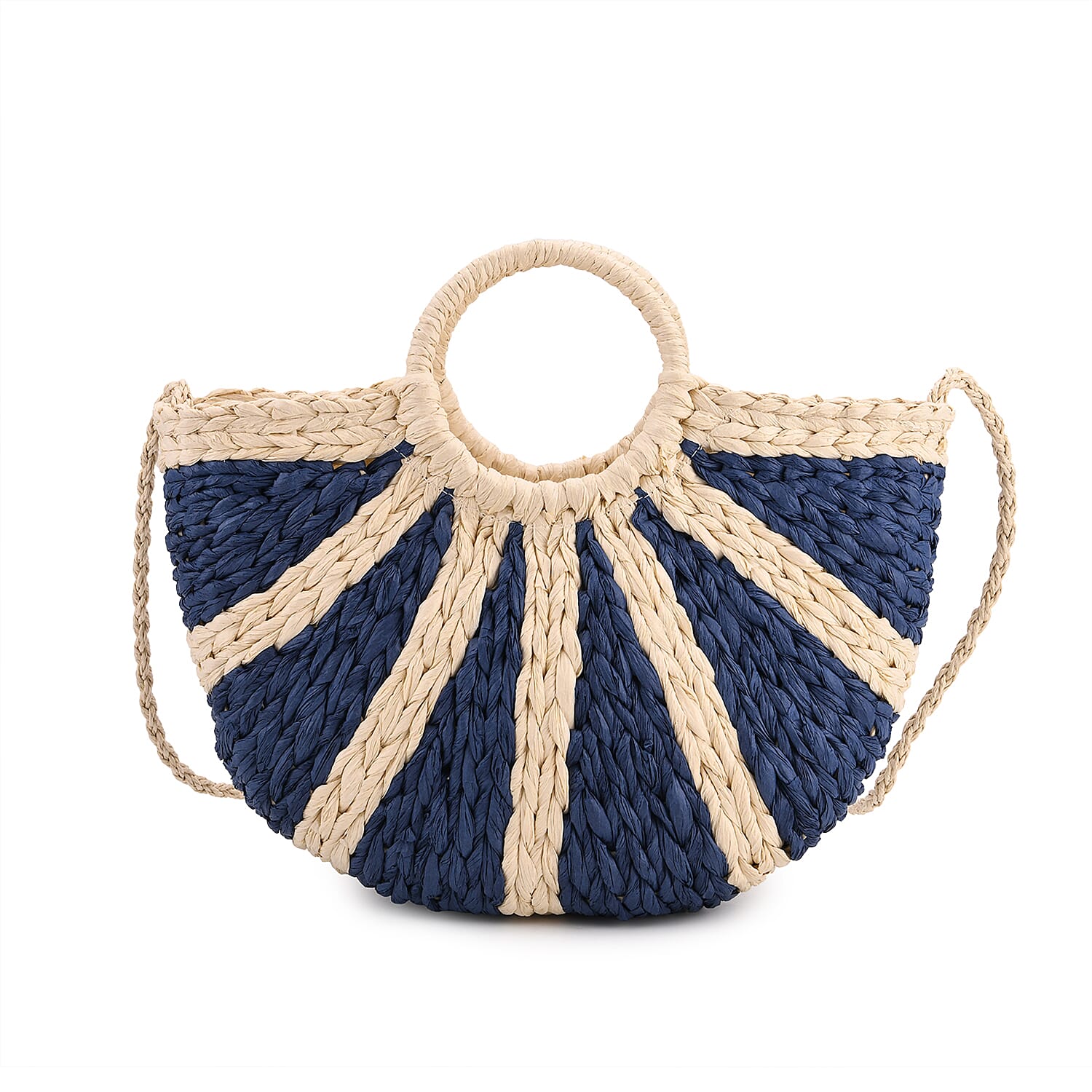Designer Inspiration Semi-circle Stripe Woven Handbag