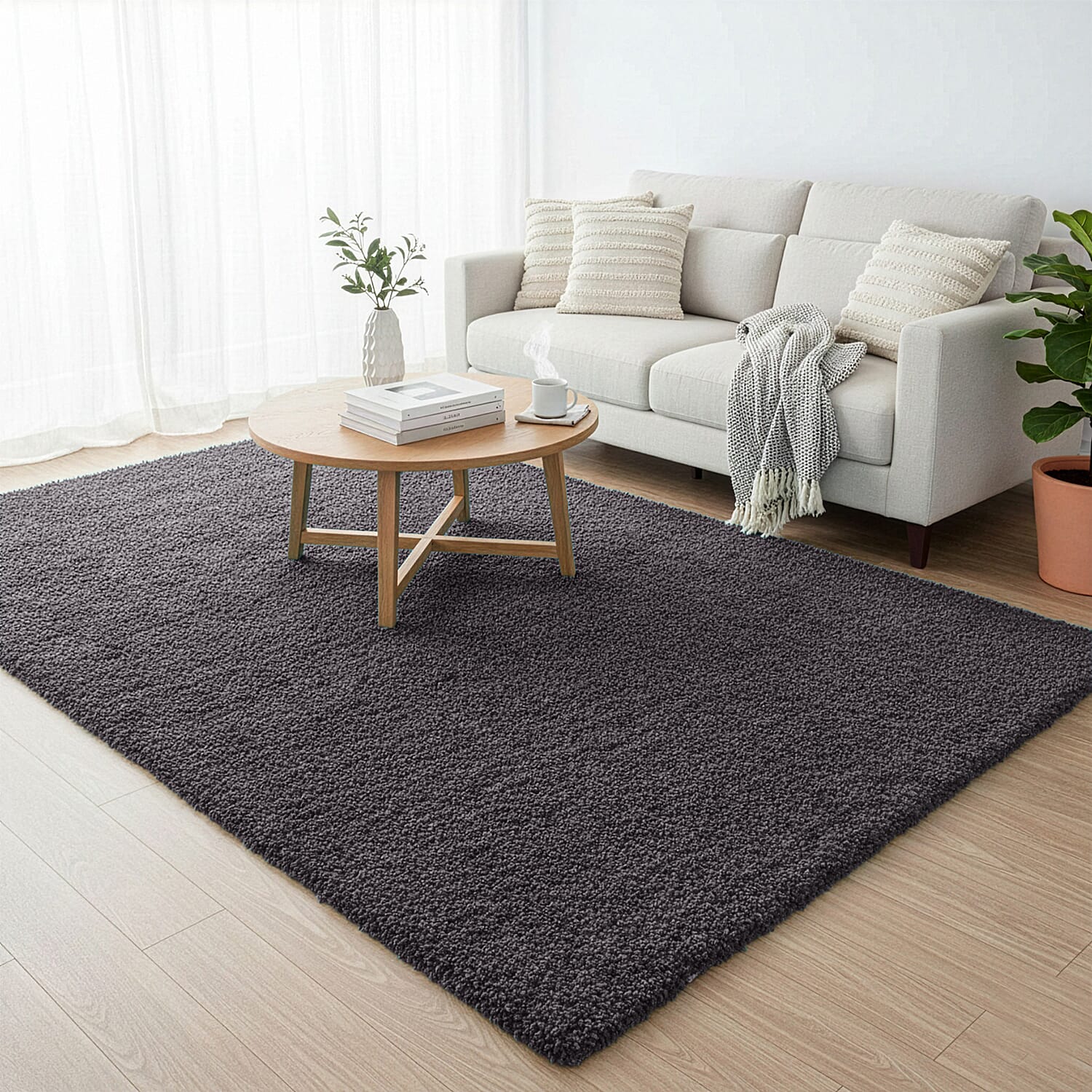 Classical Design Plain Shaggy Rug