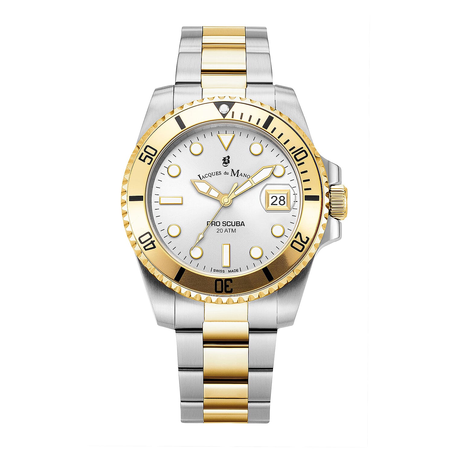 JACQUES DU MANOIR Swiss Quartz Movement 5ATM Water Resistance Silver - Gold Dial Mens