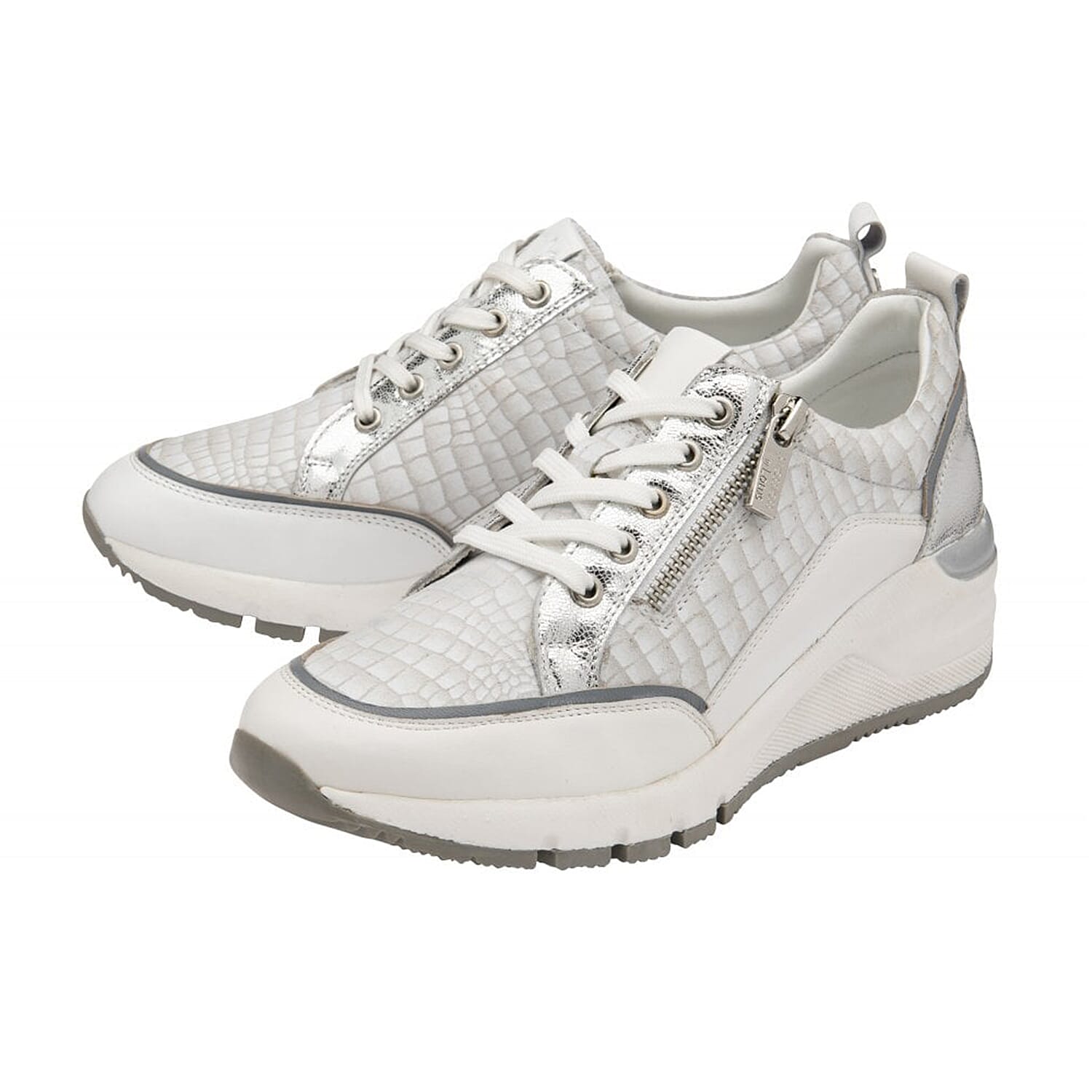 LOTUS Croc-Print Leather Sanford Casual Trainers (Size 7) - White