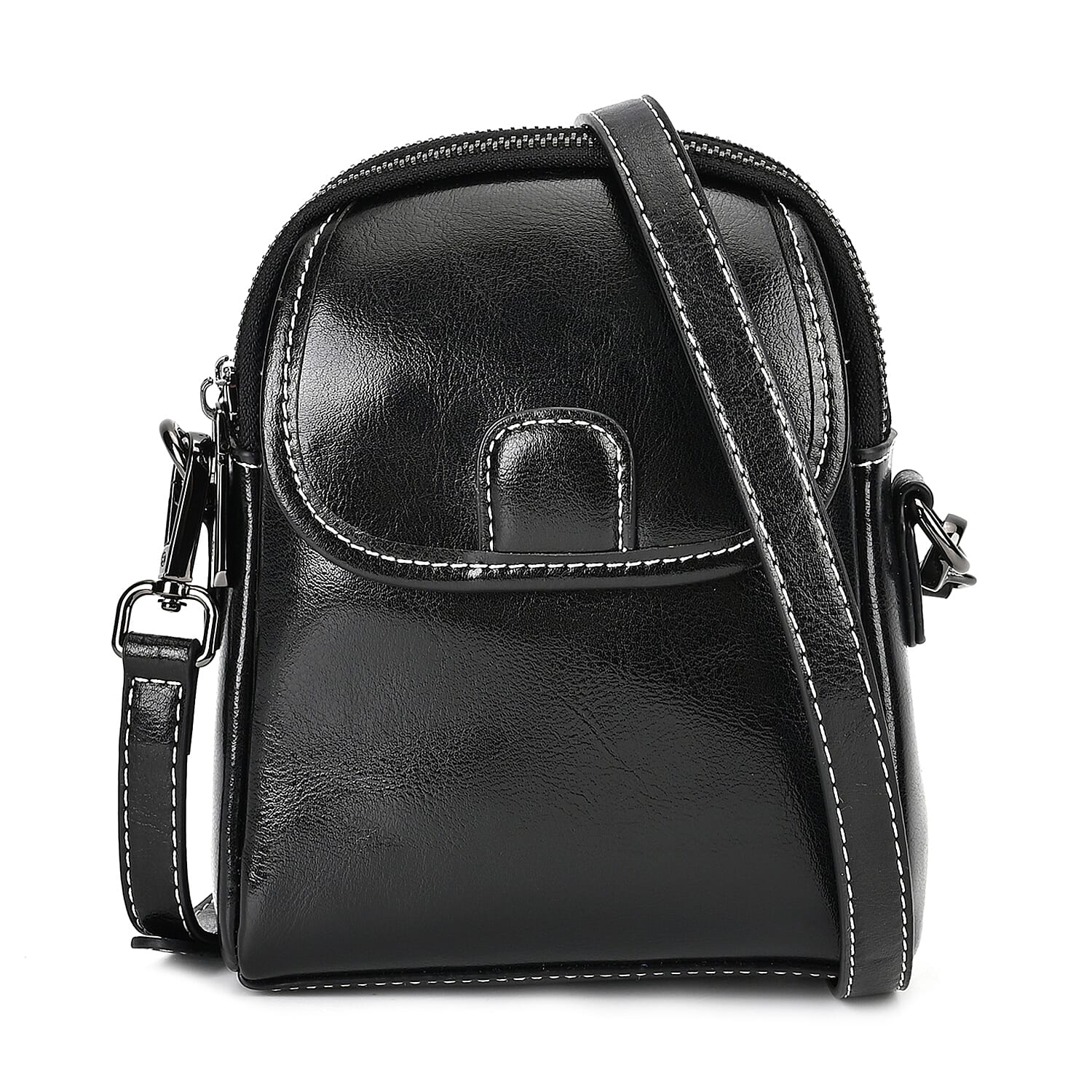 Genuine Leather Mini Solid Crossbody Bag