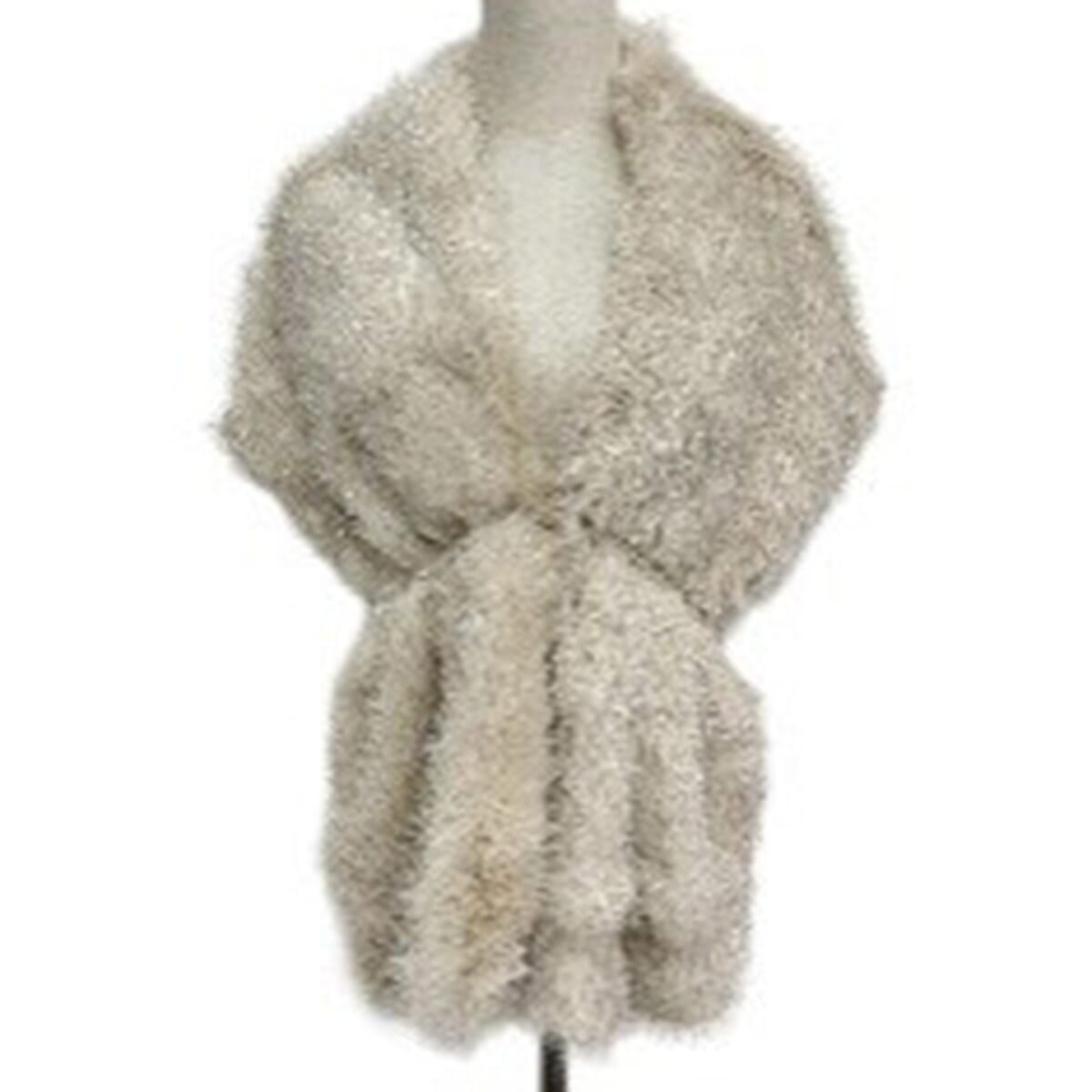 Women’s Metallic Faux Fur Shawl with Soft Plush Finish – 160 x 33cm