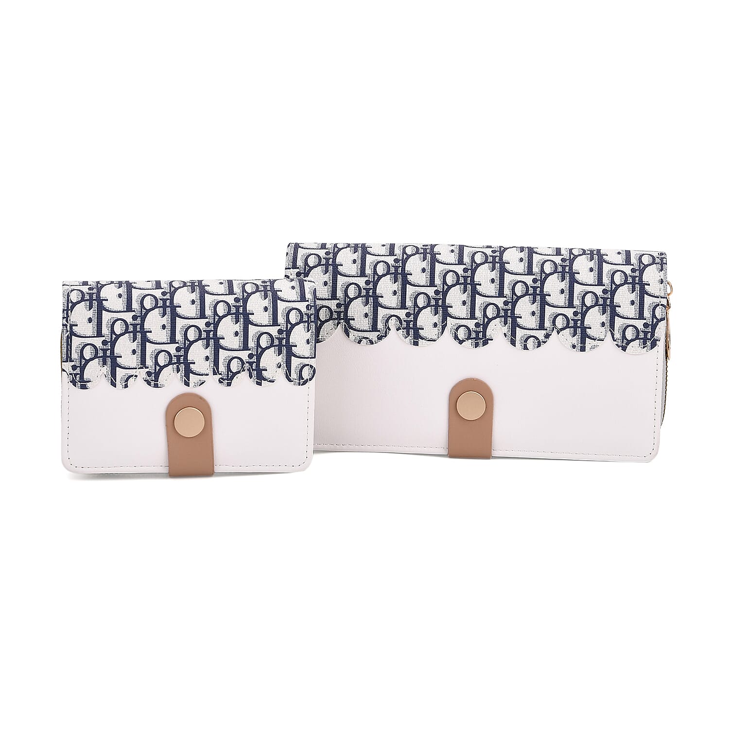 Set of 2- Letter Printed Clutch - Short Wallet