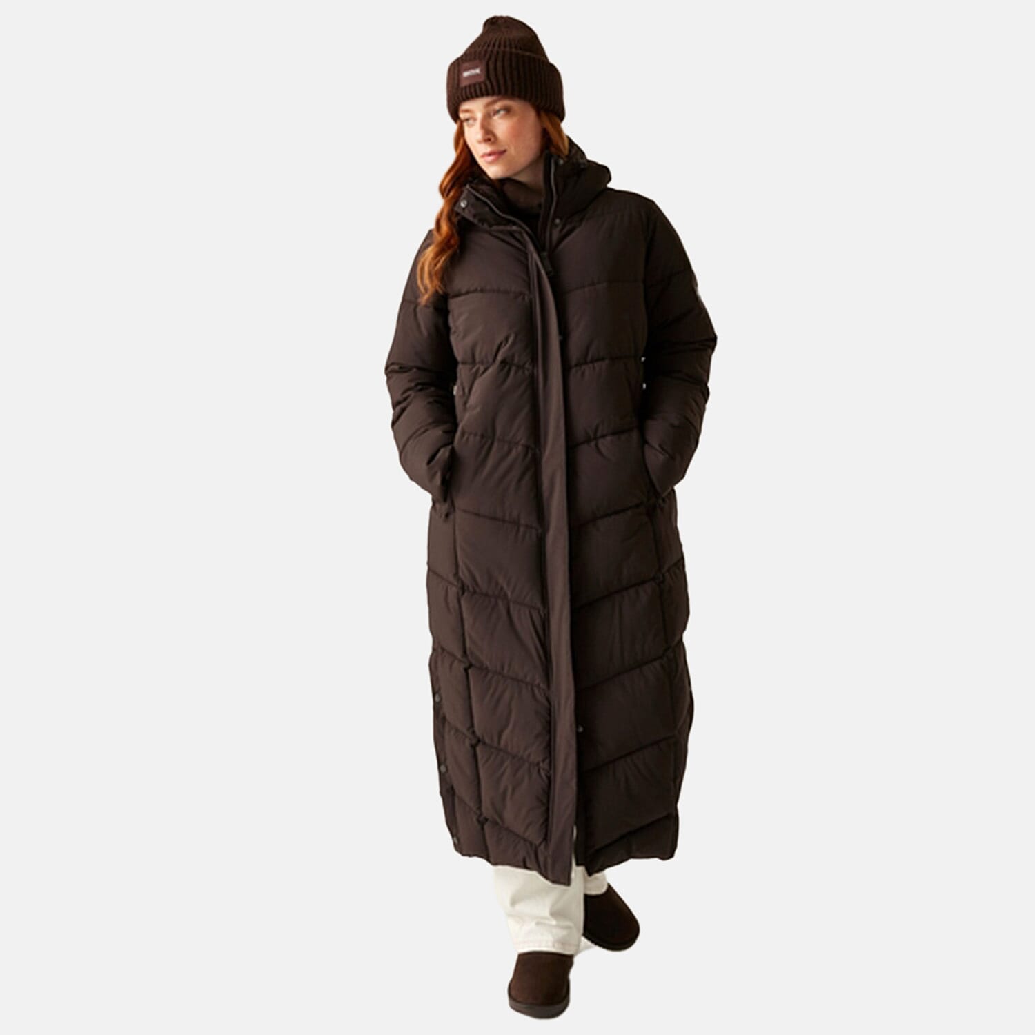 Regatta Eloria Longline Quilted Winter Coat with Insulated Hood and Zip Closure (Size -