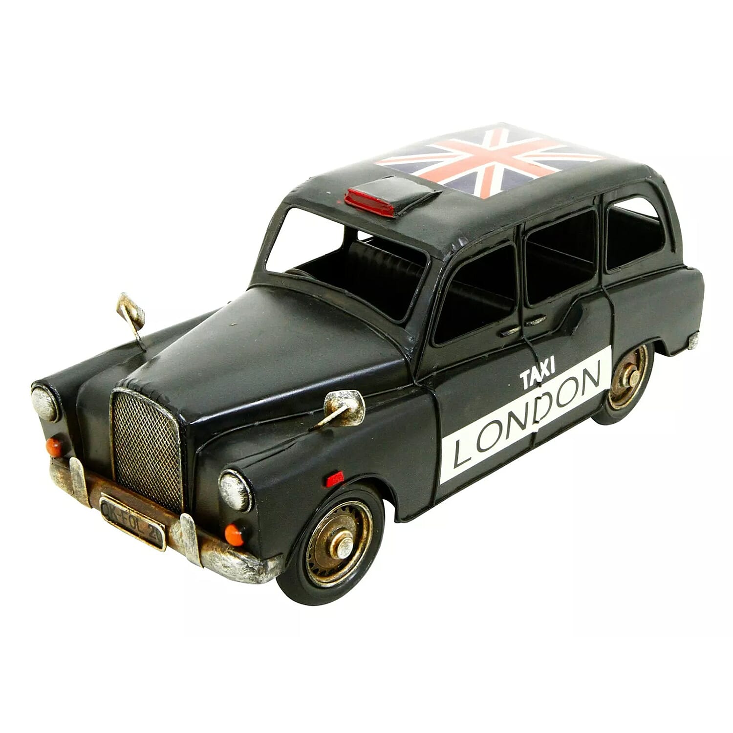 Past Time Creative Craft Hand Painted Vintage Style London Black Cab Metal Ornament -