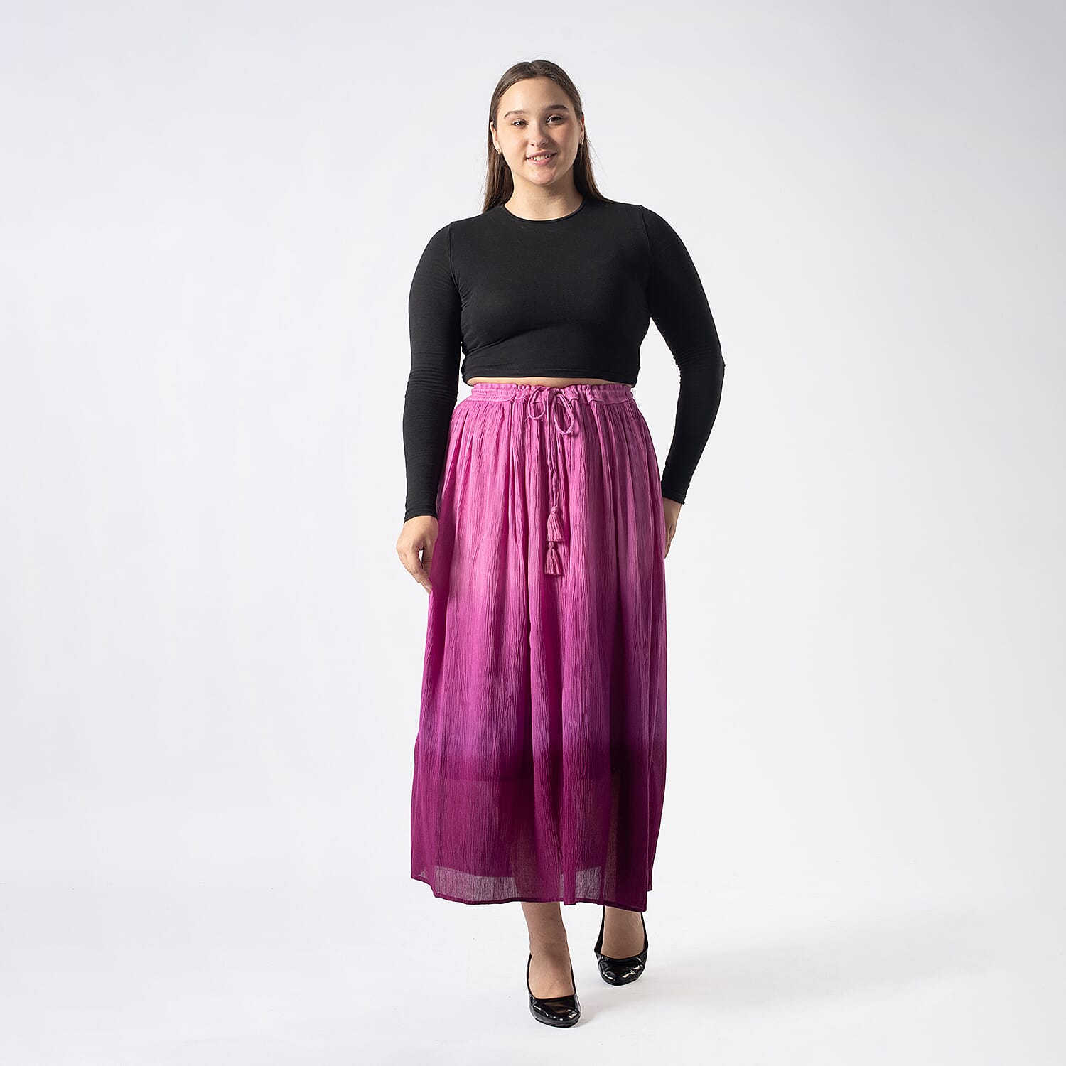Tamsy Viscose Ombre Long Skirt (Size L