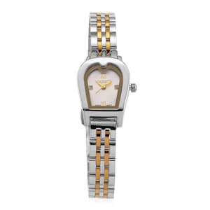 MAJESTY Quartz 7T35 Japan Movement 3ATM WR White Sunshine - Crystal Dial Ladies Watch with Two-Tone Stainless Steel Strap