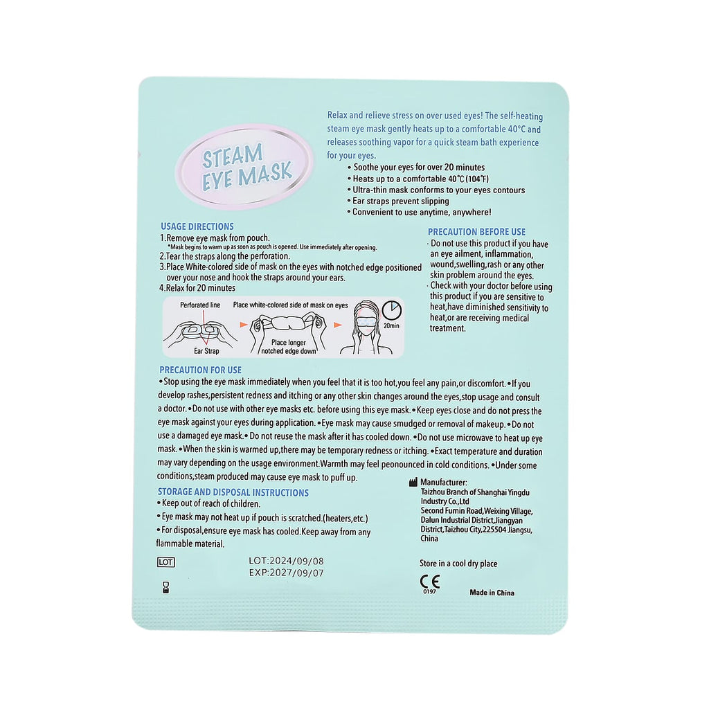 10 Piece Hyaluronic Steam Eye Mask - Blue
