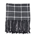 100% Acrylic Houndstooth Pattern Scarf with Tassel (Size 162x27Cm) - Black