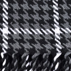 100% Acrylic Houndstooth Pattern Scarf with Tassel (Size 162x27Cm) - Black