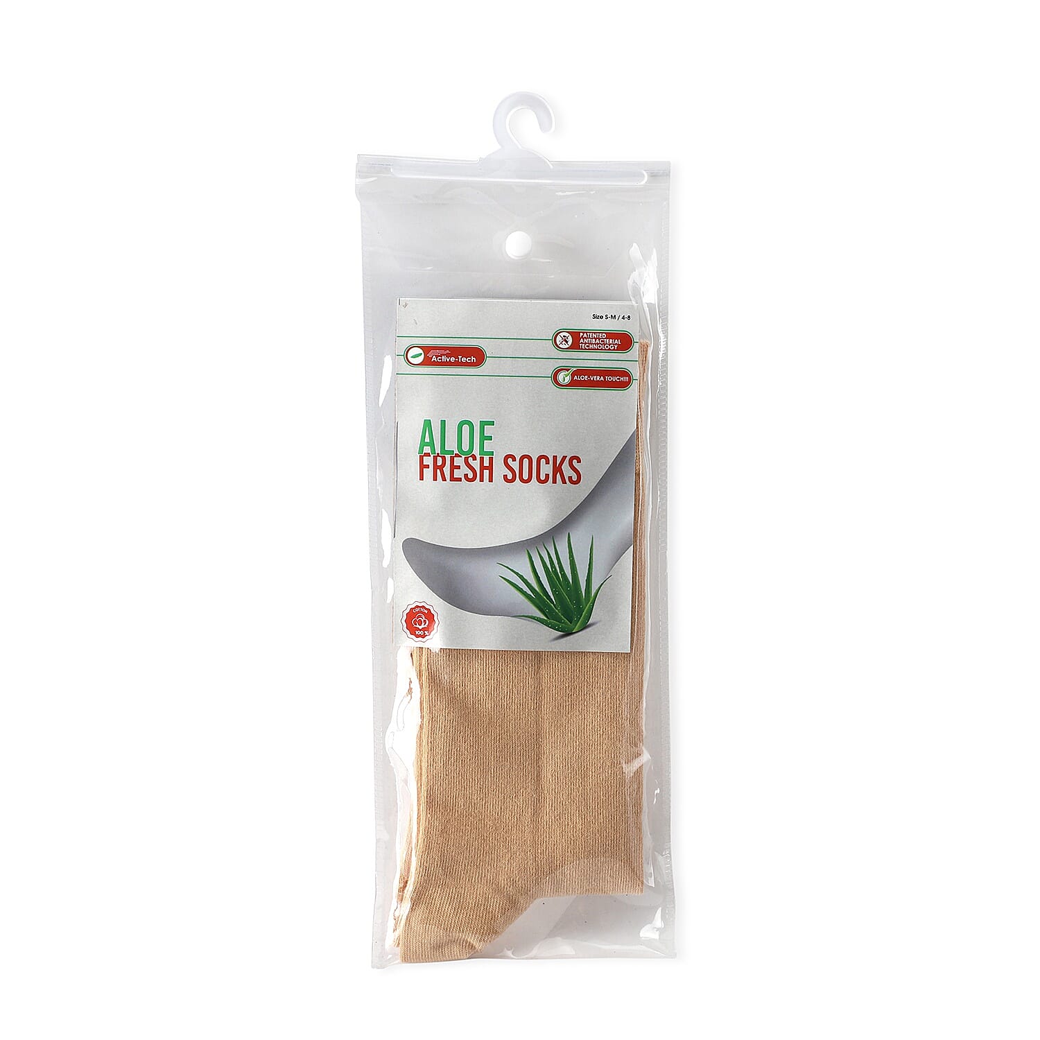 100% Cotton Aloe Fresh Socks (Size 4-8 ) - Beige