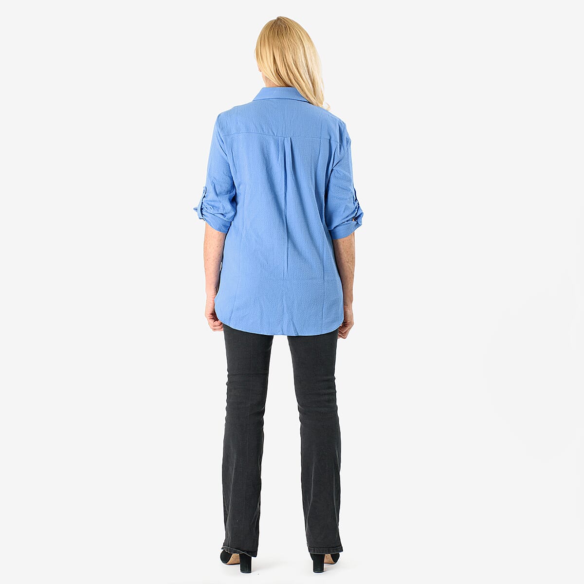 Close Out Deal - 100% Cotton Button Down Classic V-Neck Shirt (Size 20) - Blue