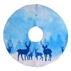 100% Cotton Forest and Deers Print Christmas Tree Skirt (Size 89Dia Cm) - Blue