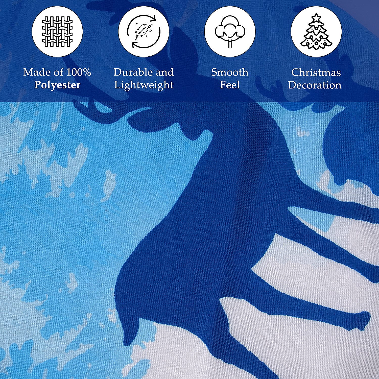 100% Cotton Forest and Deers Print Christmas Tree Skirt (Size 89Dia Cm) - Blue