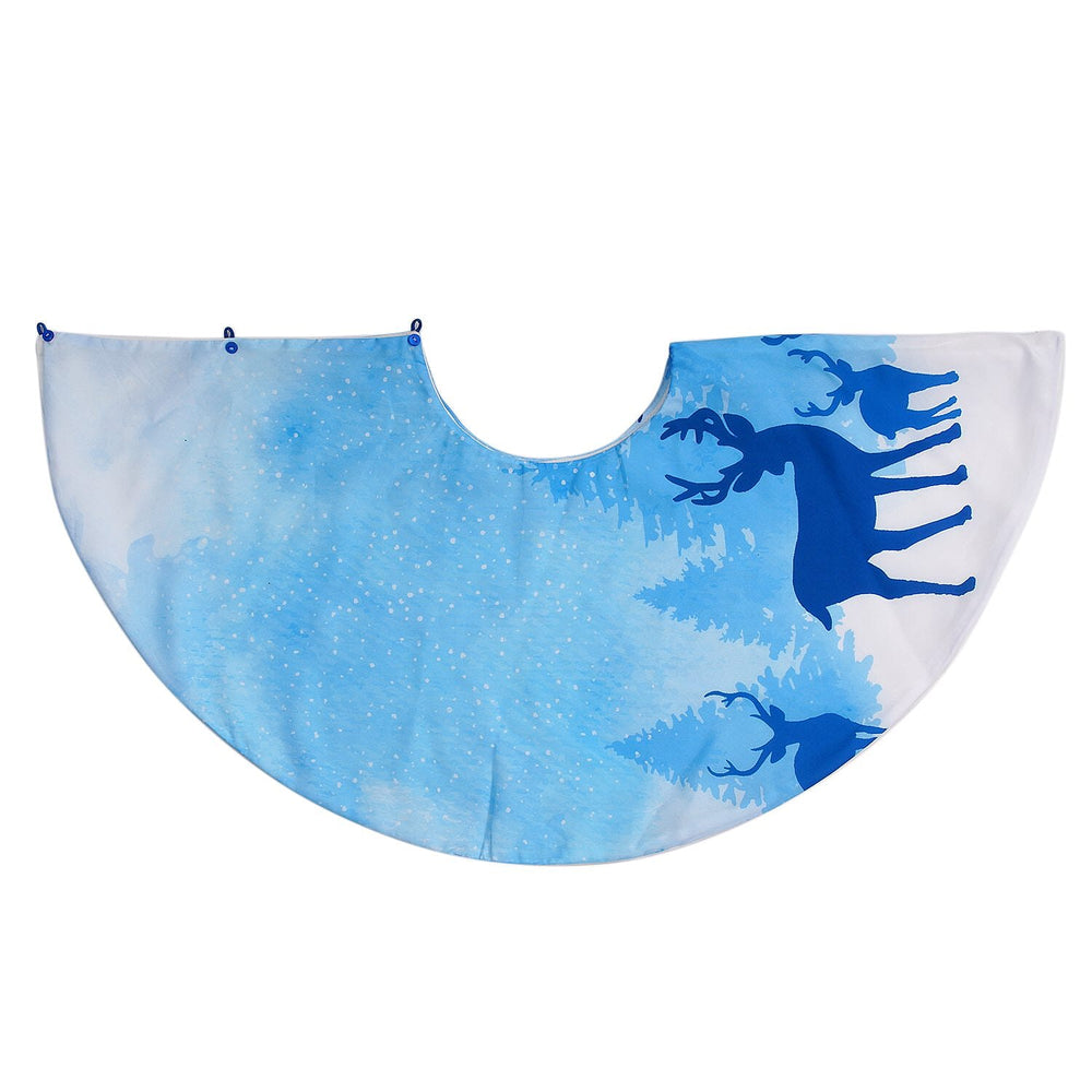 100% Cotton Forest and Deers Print Christmas Tree Skirt (Size 89Dia Cm) - Blue