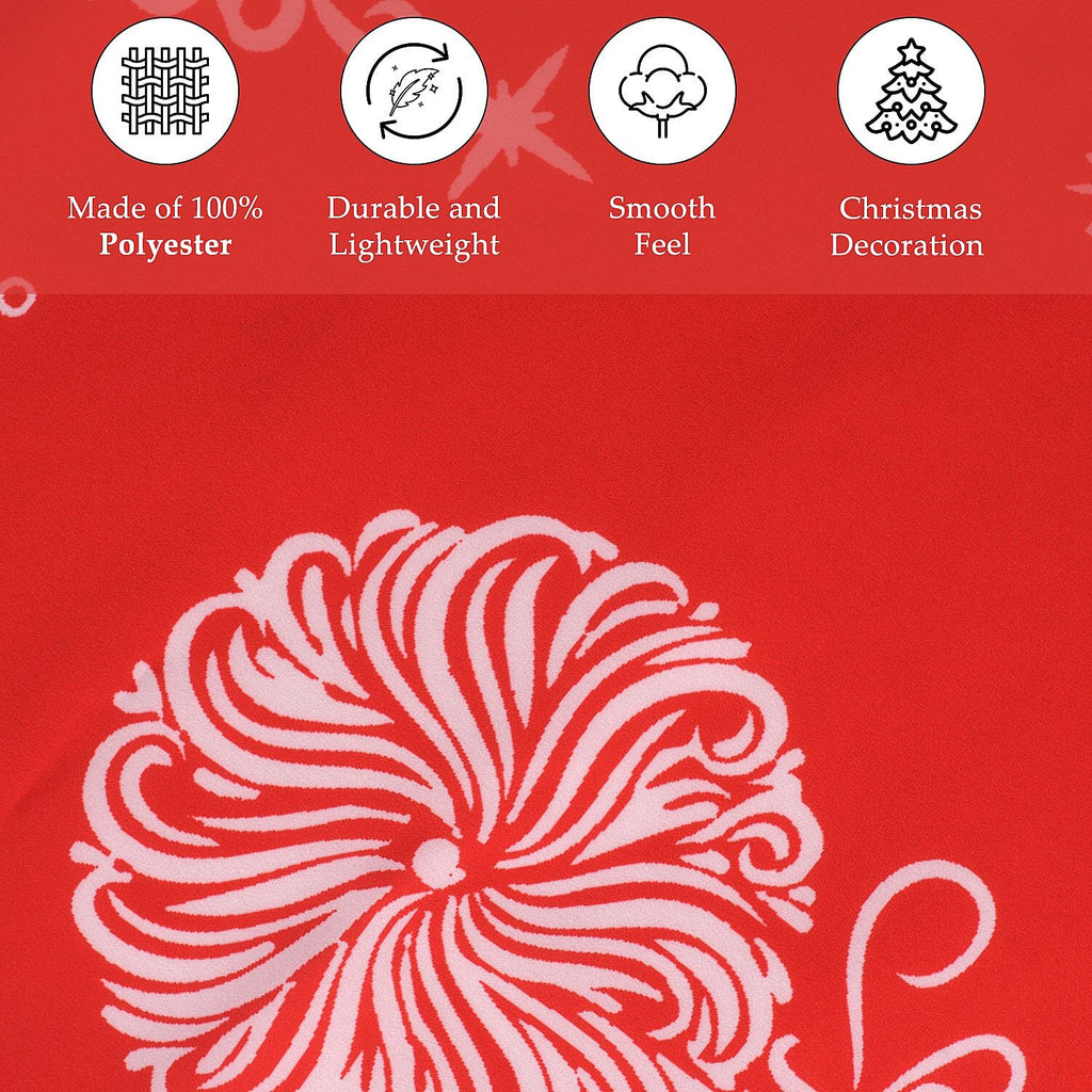 100% Cotton Reindeer Print Christmas Tree Skirt (Size 89Dia Cm) - Red