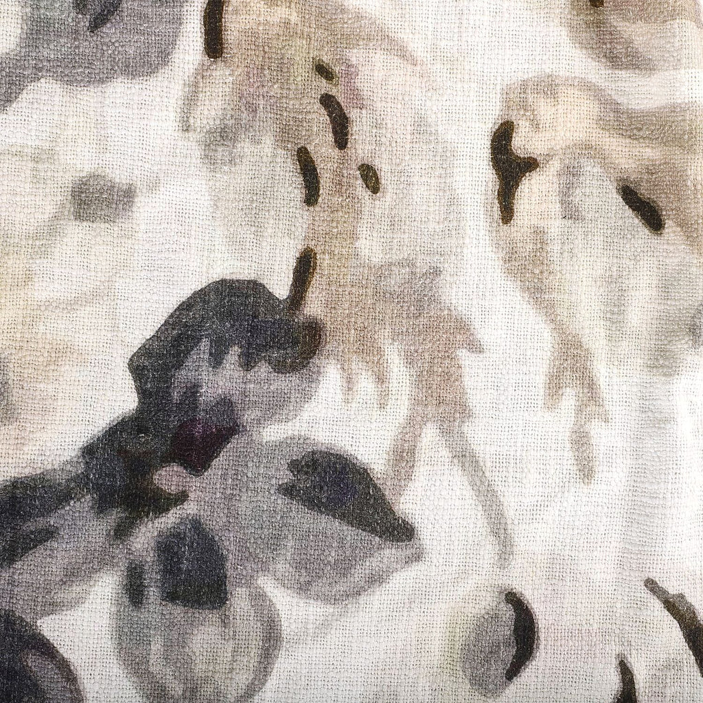 100% Cotton Slub Digital Printed Throw Blanket with Frill (Size 180x130 Cm) - Ivory & Black