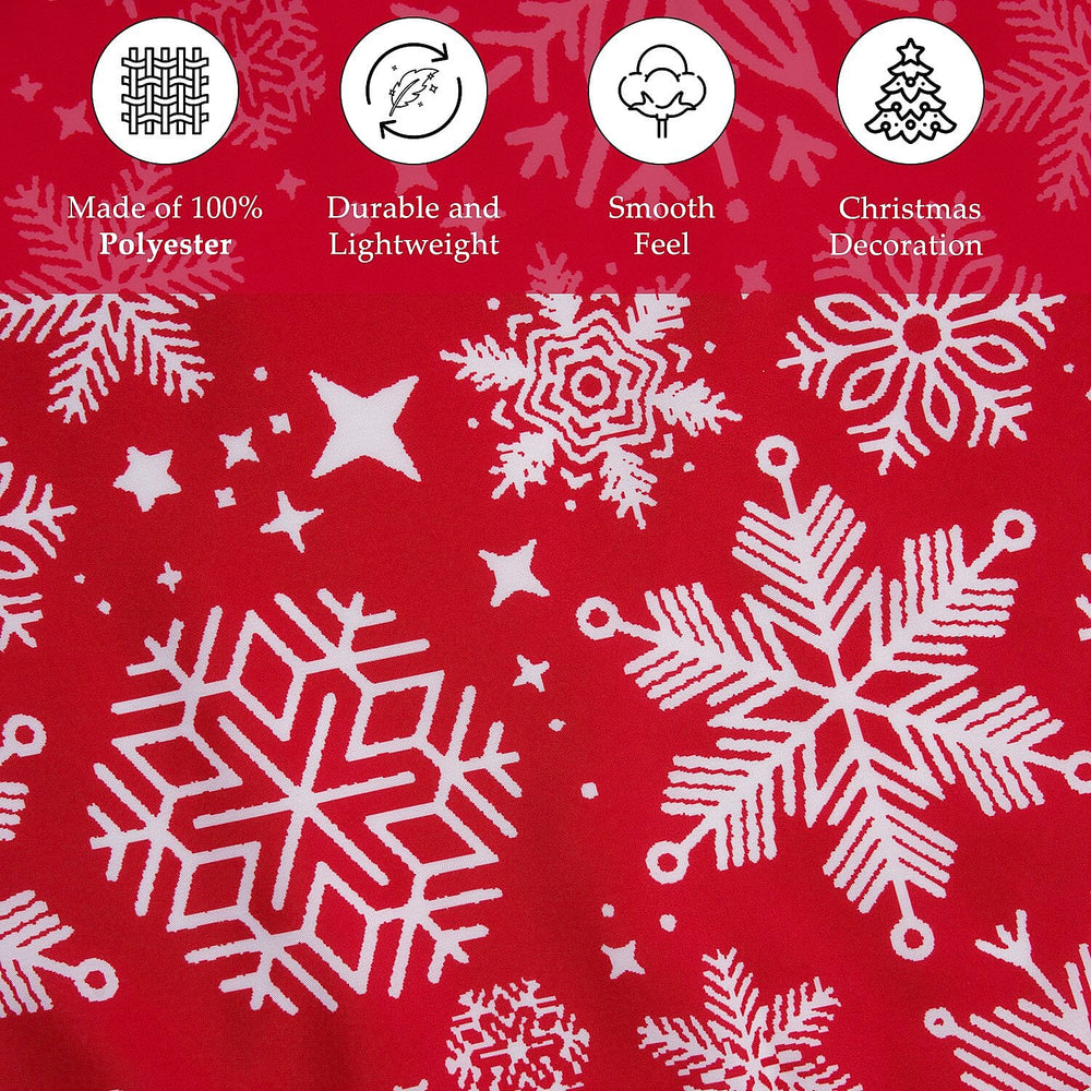 100% Cotton Snowflake Print Christmas Tree Skirt (Size 89Dia Cm) - Red