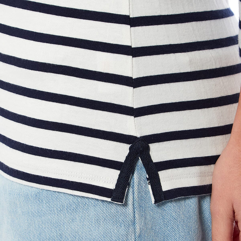 100% Cotton Thin Stripe 3-4 Sleeve Casual Top (Size 12) - Blue