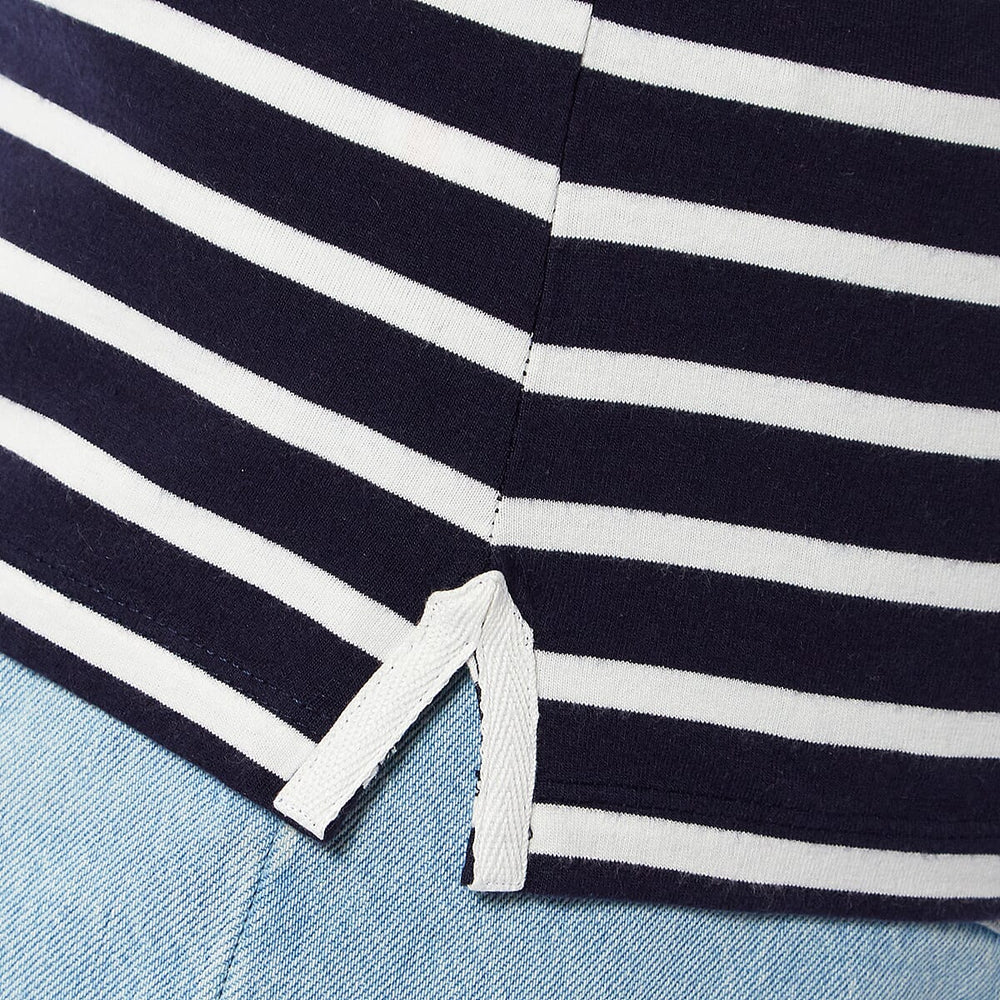 100% Cotton Thin Stripe 3-4 Sleeve Casual Top (Size 12) - Navy