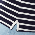100% Cotton Thin Stripe 3-4 Sleeve Casual Top (Size 12) - Navy