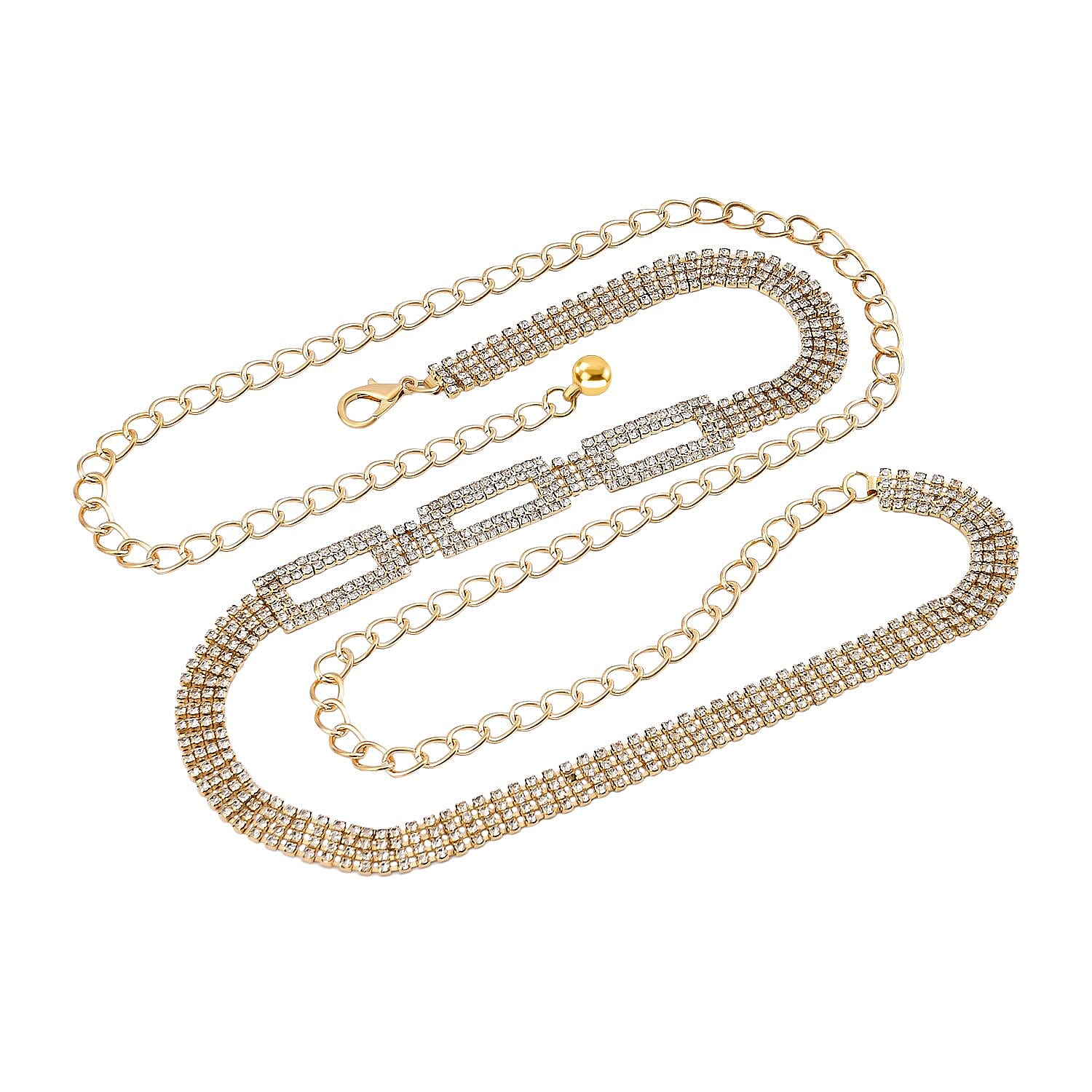 100% Crystal Glass Belt (Size 130 cm) - Gold