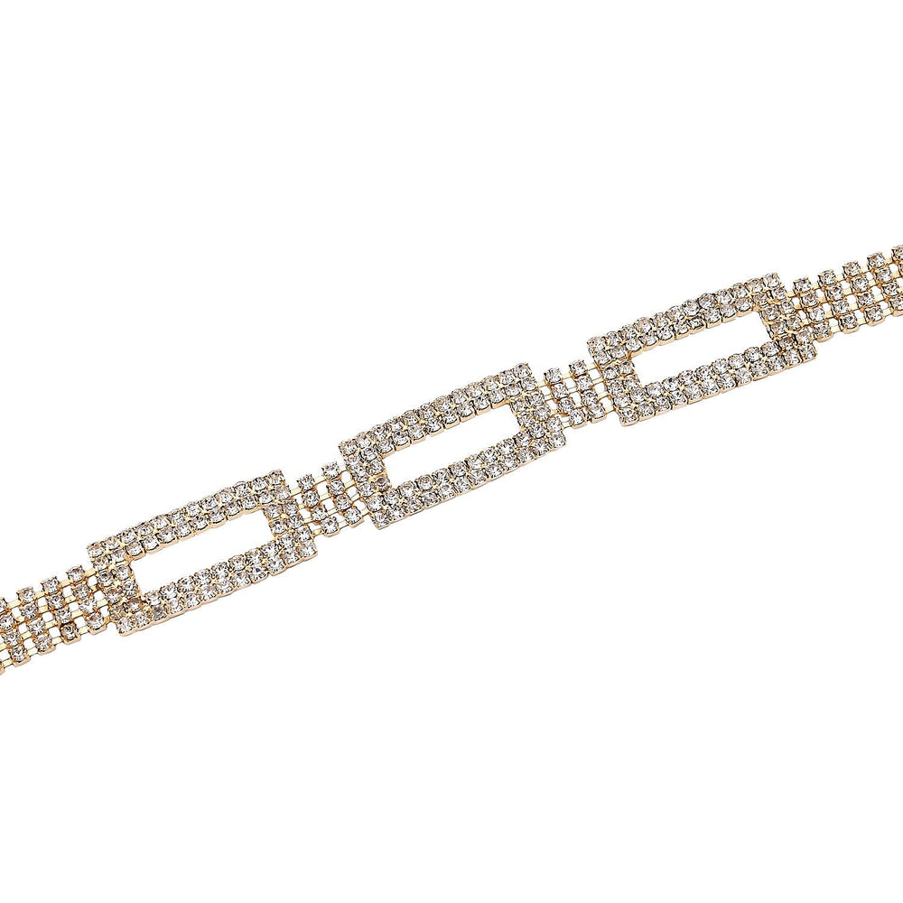 100% Crystal Glass Belt (Size 130 cm) - Gold