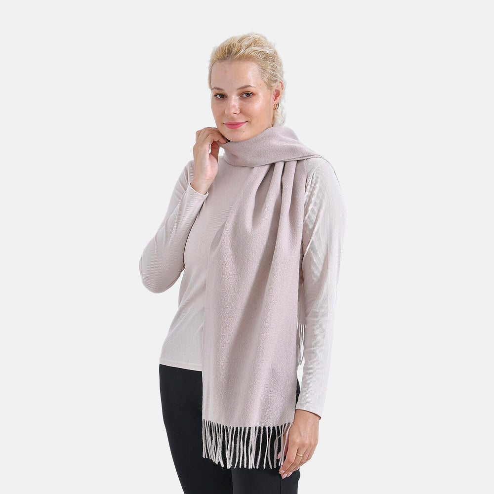 100% Wool Solid Warm Scarf (Size 160x30 cm) - Grey