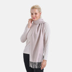 100% Wool Solid Warm Scarf (Size 160x30 cm) - Grey