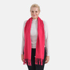 100% Wool Solid Warm Scarf (Size 160x30 cm) - Pink