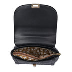 Black Friday Doorbuster - 100% Genuine Leather Croc Embossed Convertible Bag with Detachable Long Strap - Black