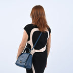 Black Friday Doorbuster - 100% Genuine Leather Croc Embossed Convertible Bag with Detachable Long Strap - Teal Blue