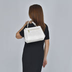 Black Friday Doorbuster - 100% Genuine Leather Croc Embossed Convertible Bag with Detachable Long Strap - Off-White