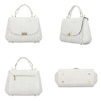Black Friday Doorbuster - 100% Genuine Leather Croc Embossed Convertible Bag with Detachable Long Strap - Off-White