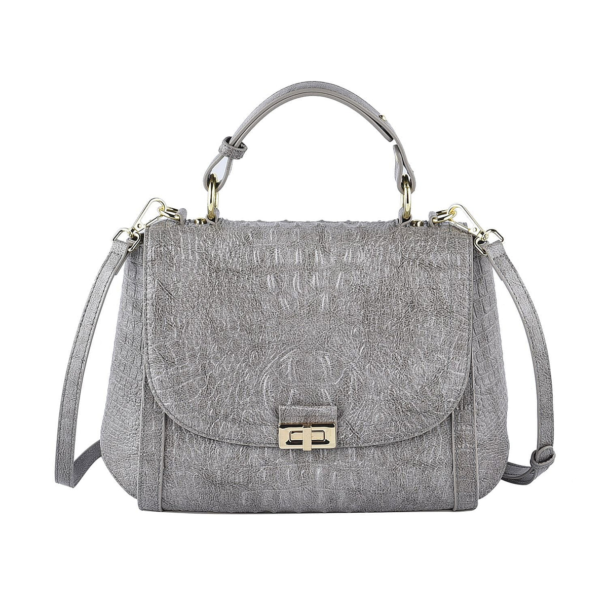 Black Friday Doorbuster -100% Genuine Leather Croc Embossed Convertible Bag with