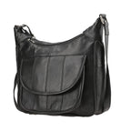 Hong Kong Closeout - 100% Genuine Leather Crossbody Bag with Shoulder Strap - Black