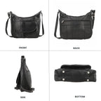 Hong Kong Closeout - 100% Genuine Leather Crossbody Bag with Shoulder Strap - Black
