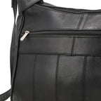 Hong Kong Closeout - 100% Genuine Leather Crossbody Bag with Shoulder Strap - Black