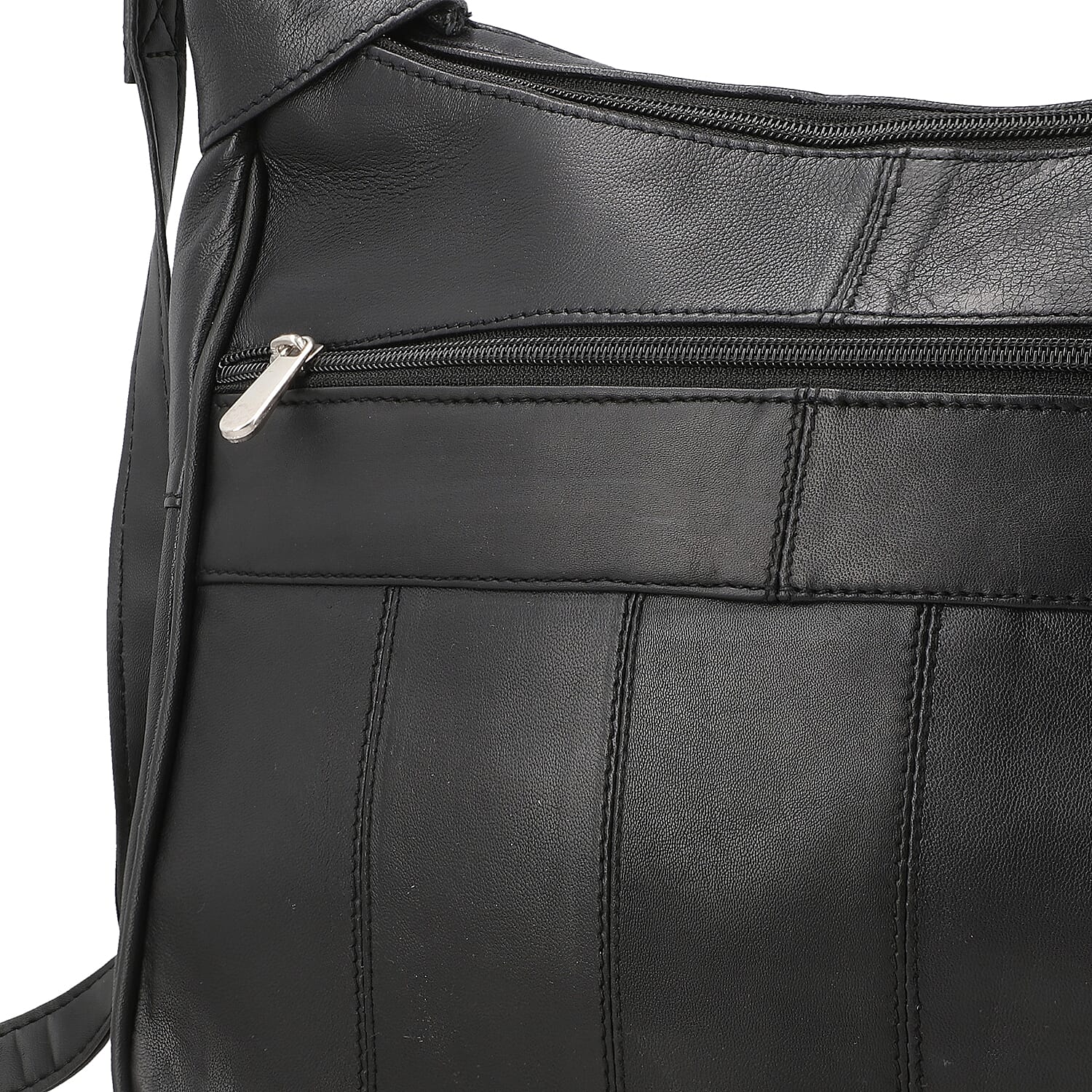 Hong Kong Closeout - 100% Genuine Leather Crossbody Bag with Shoulder Strap - Black