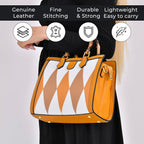 100% Genuine Leather Diamond Pattern Crossbody Bag with Handle Drop (120cm) - Yellow