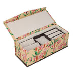 100% Genuine Leather Embossed 2 Tier Jewellery Box (Size 31x12x11 Cm) - Beige