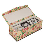 100% Genuine Leather Embossed 2 Tier Jewellery Box (Size 31x12x11 Cm) - Beige